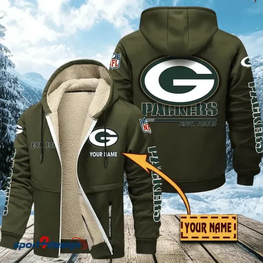 Personalized Green Bay Packers Hoodie Zip Velvet Coat