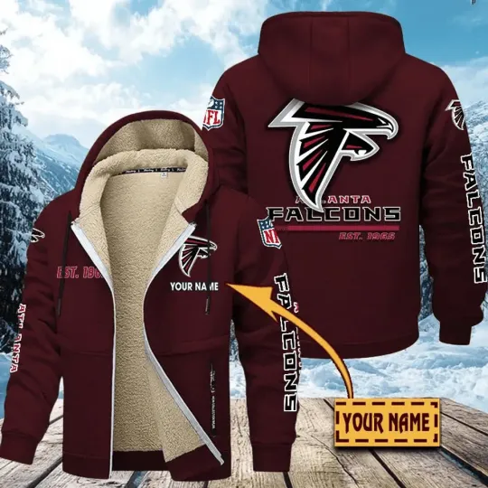 Personalized Atlanta Falcons Hoodie Zip Velvet Coat