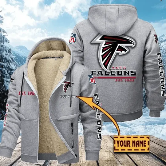 Personalized Atlanta Falcons Hoodie Zip Velvet Coat
