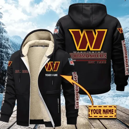 Personalized Washington Commanders Hoodie Zip Velvet Coat