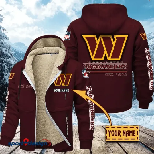 Personalized Washington Commanders Hoodie Zip Velvet Coat