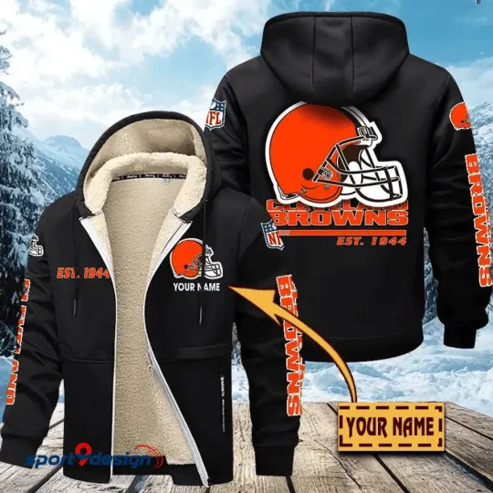 Personalized Cleveland Browns Hoodie Zip Velvet Coat