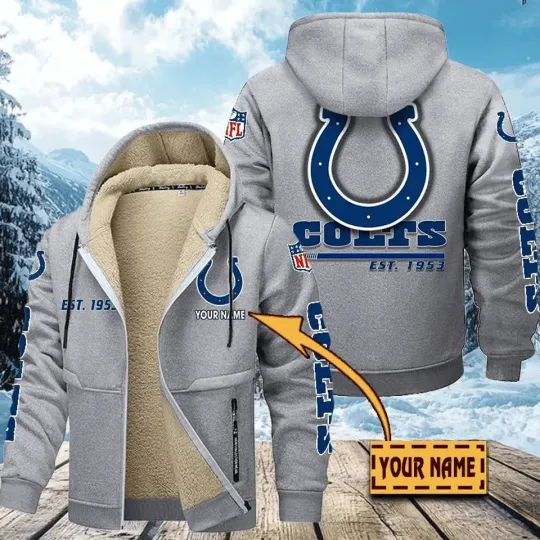 Personalized Indianapolis Colts Hoodie Zip Velvet Coat