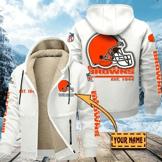 Personalized Cleveland Browns Hoodie Zip Velvet Coat