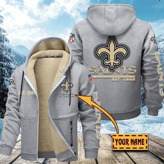 Personalized New Orleans Saints Hoodie Zip Velvet Coat