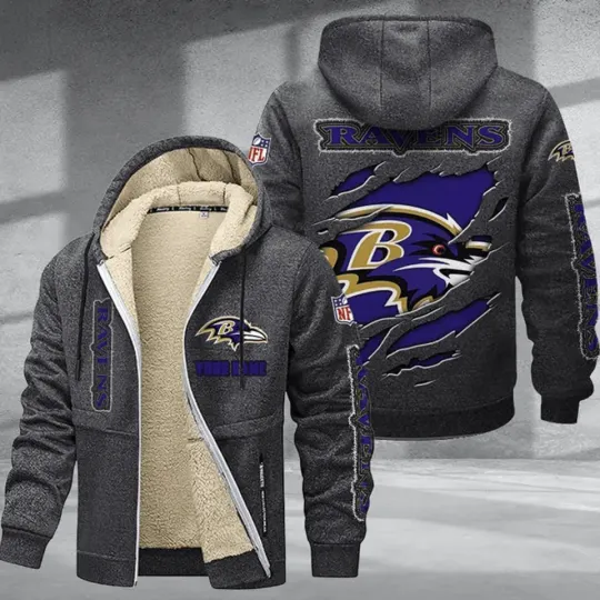 Personalized Baltimore Ravens Sherpa-Lined Zip Hoodie