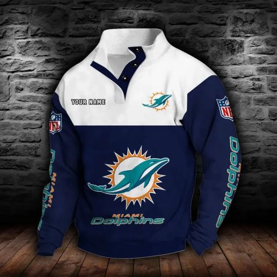 Miami Dolphins New Personalized Colorful Stand Collar Sweatshirt