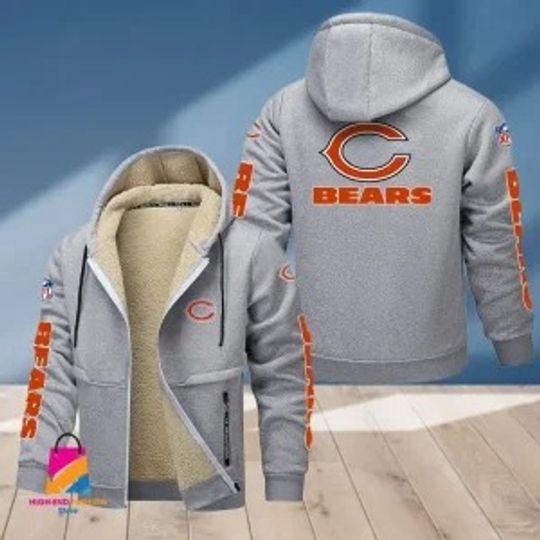 Chicago Bears Sherpa Lined Zip Hoodie Winter Jacket, Gift For Fans