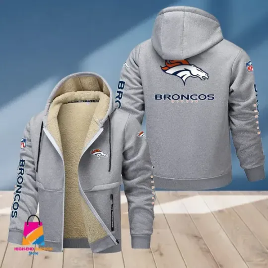 Denver Broncos Multicolor Thickened Zipper Hoodie