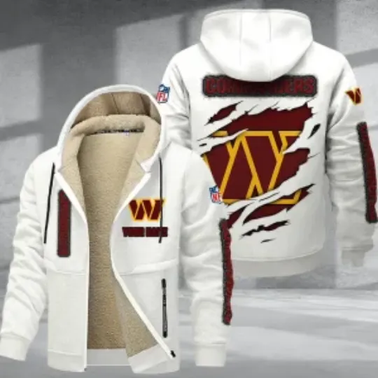 Discover Washington Commanders Hoodie Zip Velvet Coat