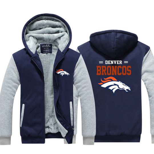 Denver Football Broncos Unisex Sherpa-Lined Zip Hoodies