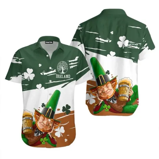 Discover St. Patrick's Day Leprechaun Hawaiian Shirt Men's Ireland Clover Beer Pa