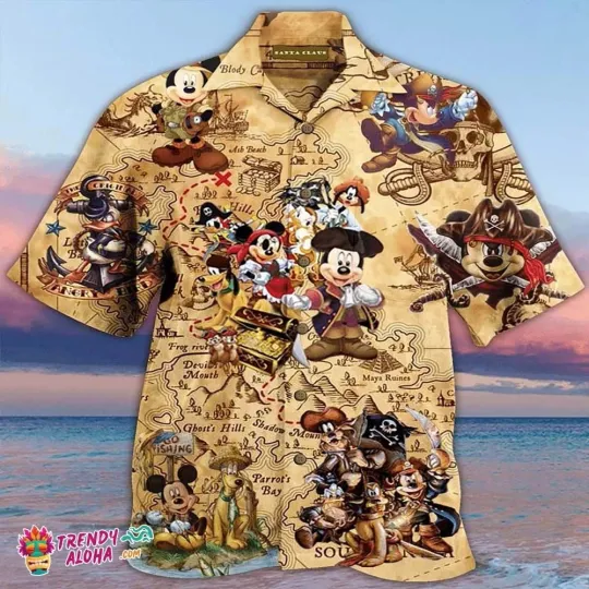 Discover Disney Pirates Mickey Mouse Family Unisex Hawaiian Shirt