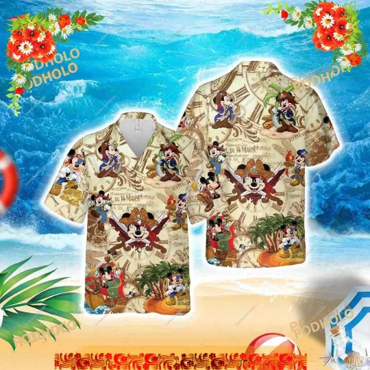 Discover Disney Pirate Funny Hawaiian Shirt, Mickey Pirate Funny Hawaiian Shirt,