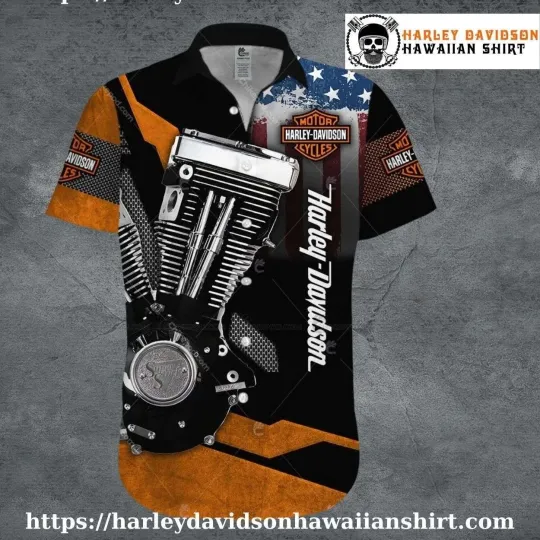 Discover Engine Print Harley Motor Racing Davidsonn Aloha Shirt