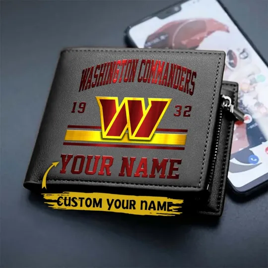Discover Personalized Washington Football Commanderss Team Men Leather Wallet Gift