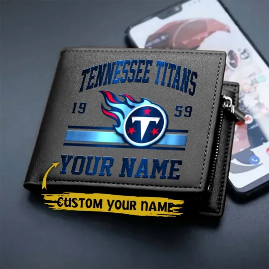 Discover Personalized Tennessee Football Titanss Team Men Leather Wallet Gift For Him