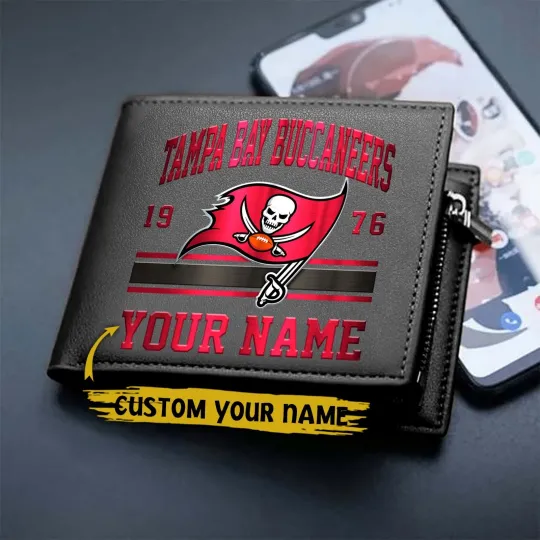 Discover Personalized Tampa Bay Football Buccaneerss Team Men Leather Wallet Gift For Him