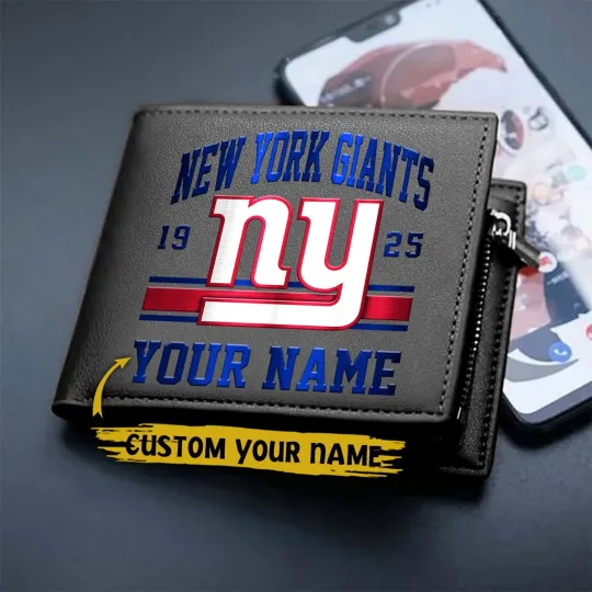 Discover Personalized New York Football Giantss Team Men Leather Wallet Gift For Him