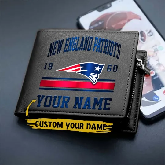 Discover Personalized New England Football Patriotss Team Men Leather Wallet Gift For Him