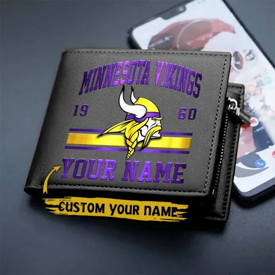 Discover Personalized Minnesota Football Vikingss Team Men Leather Wallet Gift For Him
