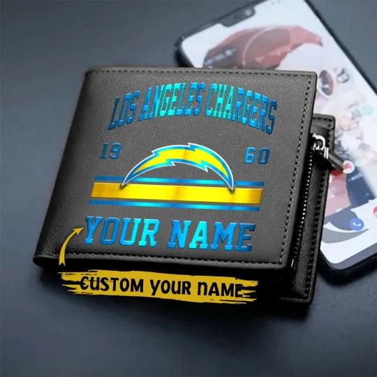 Discover Personalized Los Angeles Football Chargerss Team Men Leather Wallet Gift For Him