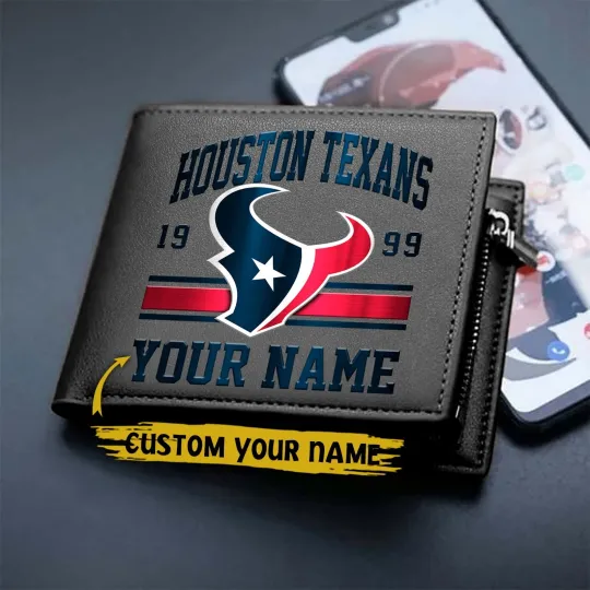Discover Personalized Houston Football Texanss Team Men Leather Wallet Gift For Him
