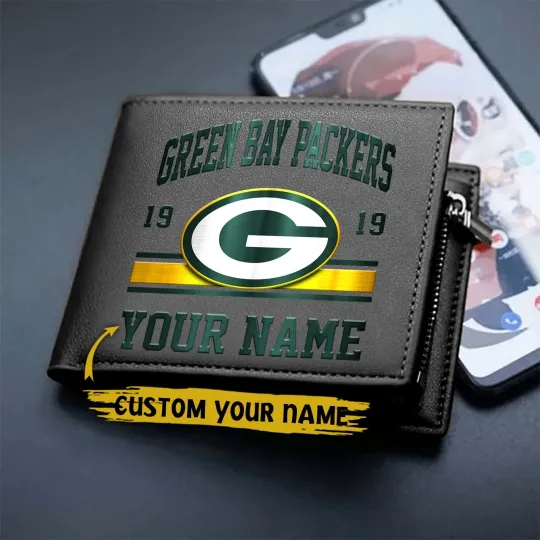 Discover Personalized Green Bay Football Packerss Team Men Leather Wallet Gift For Him