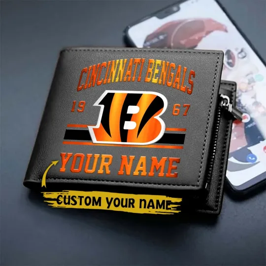 Discover Personalized Cincinnati Football Bengalss Team Men Leather Wallet Gift For Him