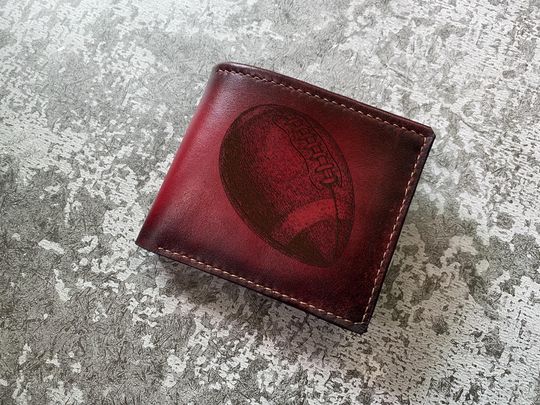 Discover Men's Leather Wallet - American Football Cowhide Trifold Bifold Gift