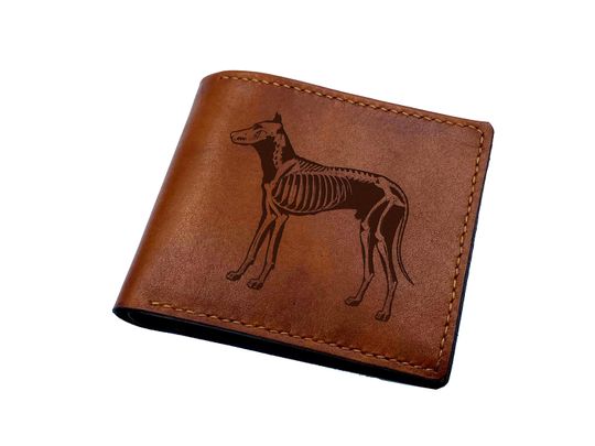 Discover Dog Anatomy Leather Wallet: Handmade Cowhide, Xray Dog Art Trifold Bifold gift
