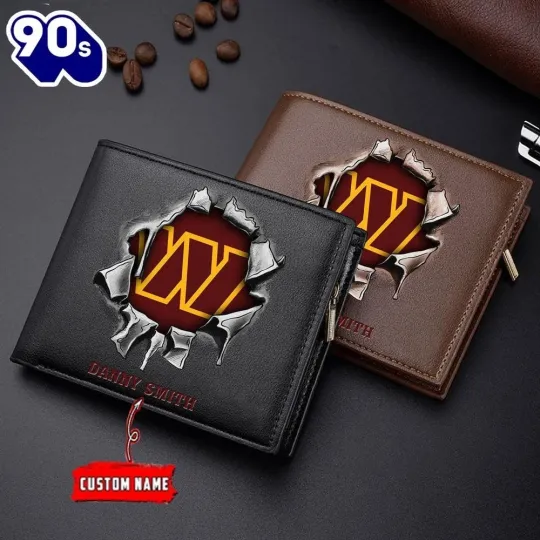 Discover Personalized Washington Football Commanderss Team Men Leather Wallet Gift