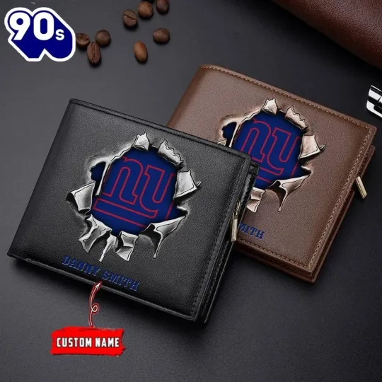 Personalized New York Football Giantss Team Men Leather Wallet Gift For Him