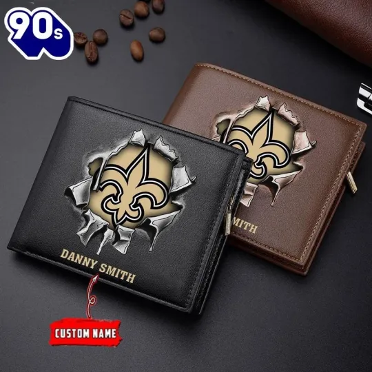Discover Personalized New Orleans Football Saintss Team Men Leather Wallet Gift For Him
