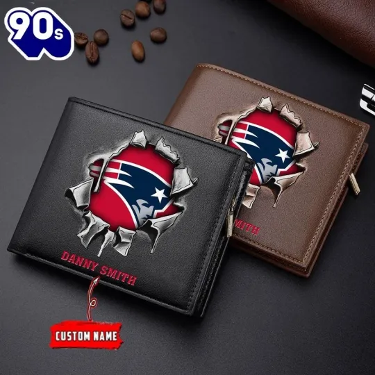 Discover Personalized New England Football Patriotss Team Men Leather Wallet Gift For Him