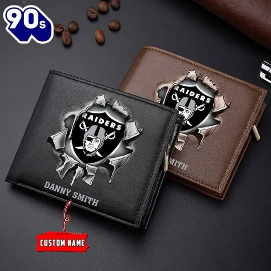 Personalized Las Vegas Football Raiderss Team Men Leather Wallet Gift For Him