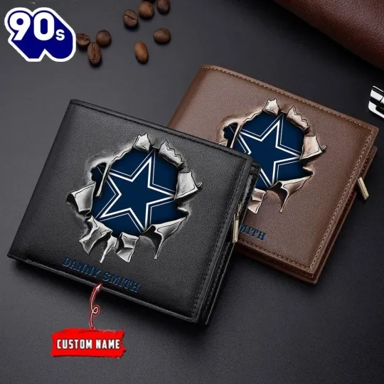Discover Personalized Dallas Football Cowboyss Team Men Leather Wallet Gift For Him