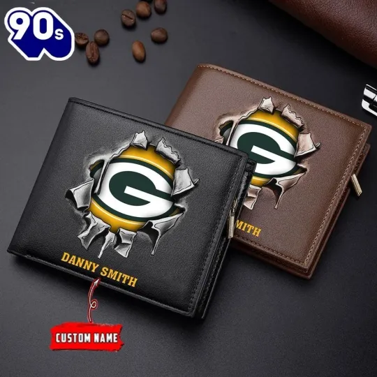 Personalized Green Bay Football Packerss Team Men Leather Wallet Gift For Him
