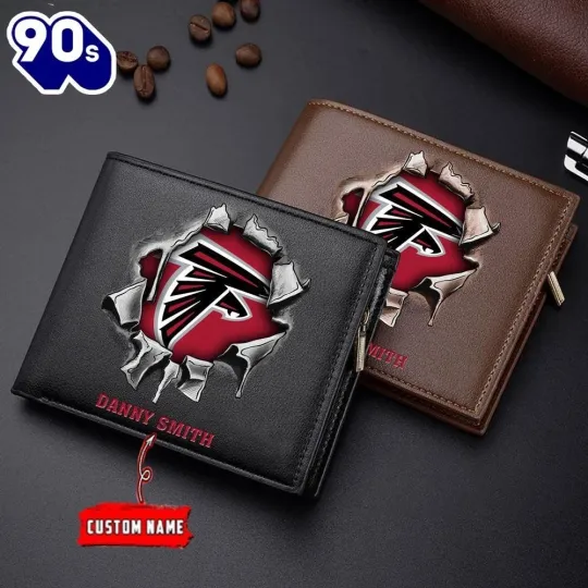 Discover Personalized Atlanta Football Falconss Team Men Leather Wallet Gift For Him