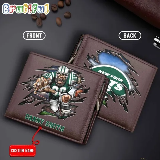 Discover Personalized New York Football Jetss Team Men Leather Wallet Gift For Him