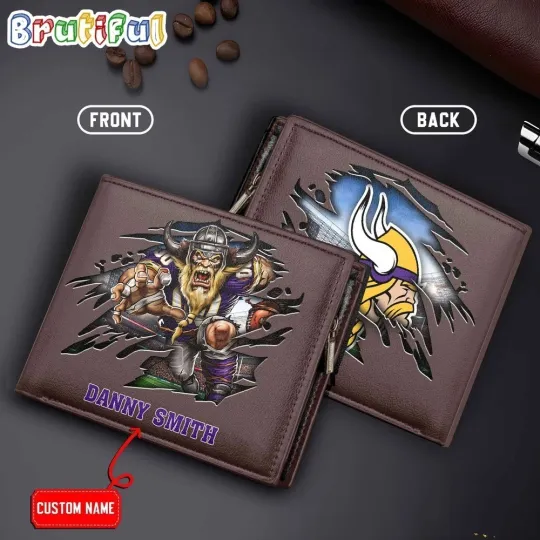 Discover Personalized Minnesota Football Vikingss Team Men Leather Wallet Gift For Him