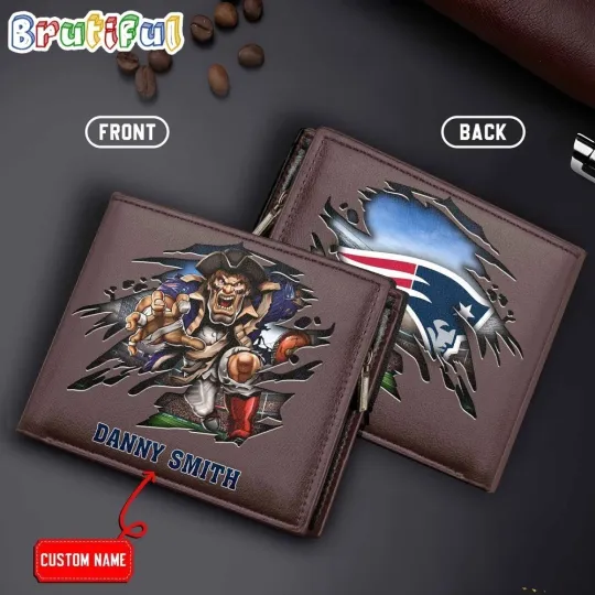 Discover Personalized New England Football Patriotss Team Men Leather Wallet Gift For Him