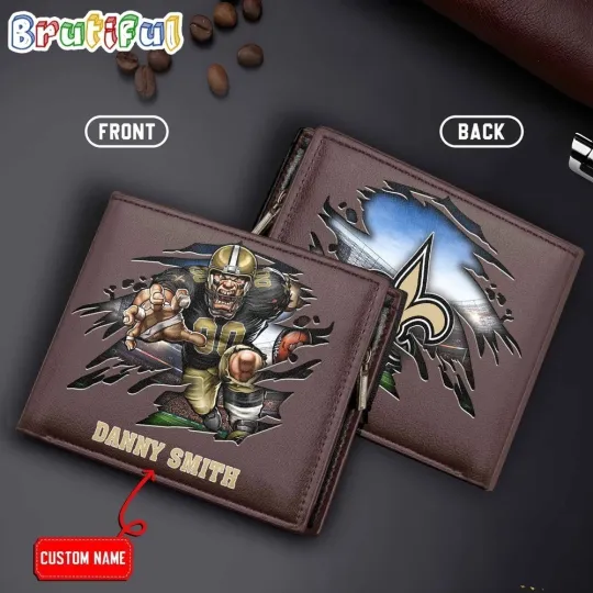 Discover Personalized New Orleans Football Saintss Team Men Leather Wallet Gift For Him