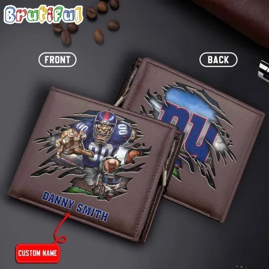 Discover Personalized New York Football Giantss Team Men Leather Wallet Gift For Him