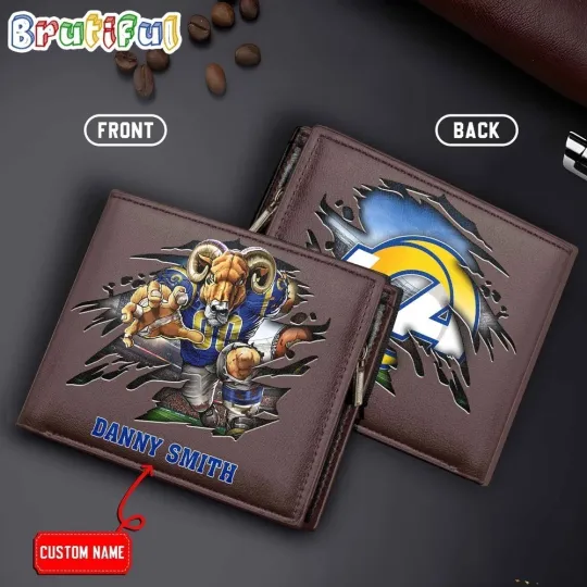 Personalized Los Angeles Football Ramss Team Men Leather Wallet Gift For Him