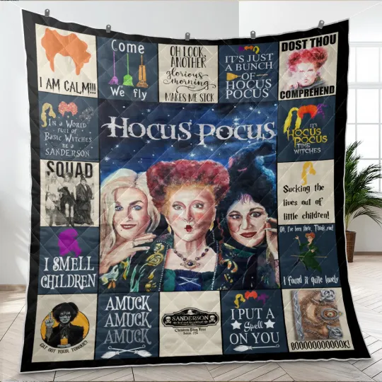 Hocus Pocus Quilt, Sanderson Sisters Quilt Blanket Soft and Cozy Luxury