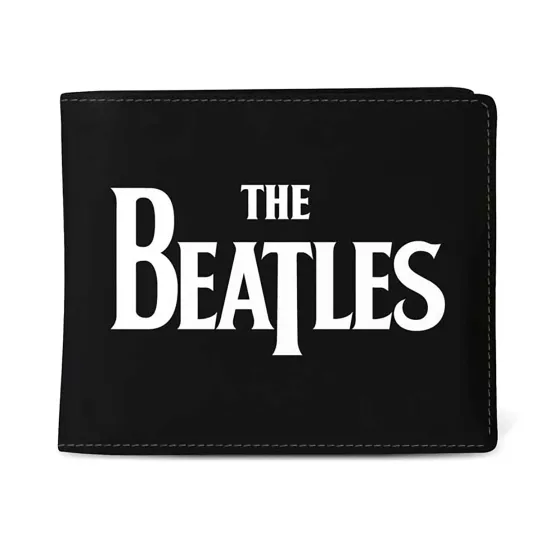Discover Men's Beatles Logo Premium Wallet Bi-Fold Wallet Black