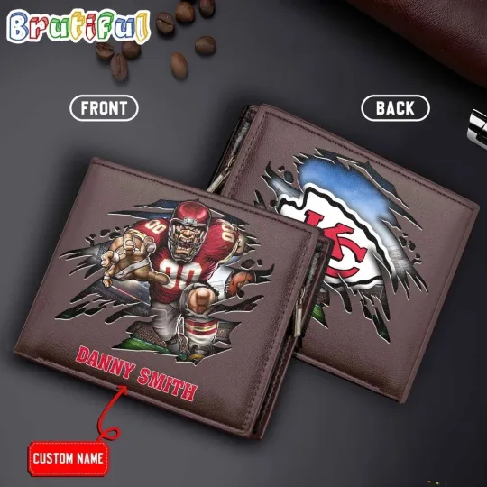 Discover Personalized Kansas City Football Chiefss Team Men Leather Wallet Gift For Him