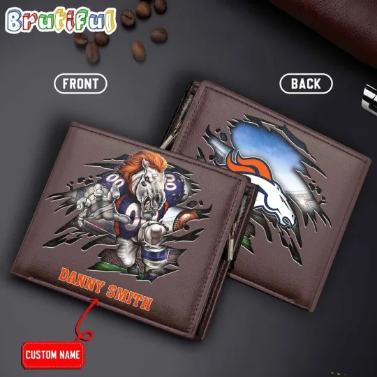 Personalized Denver Football Broncoss Team Men Leather Wallet Gift For Him
