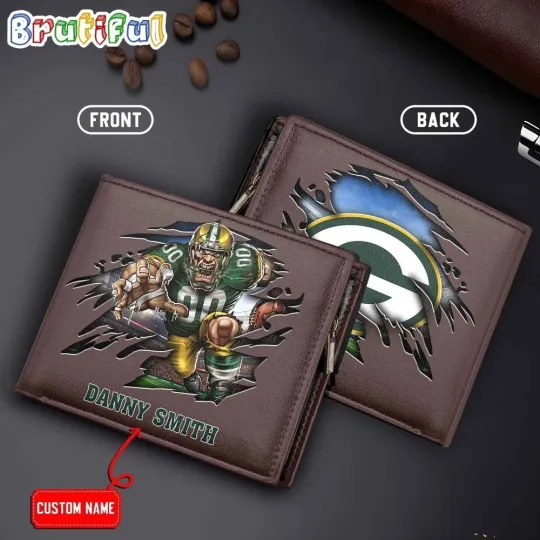 Discover Personalized Green Bay Football Packerss Team Men Leather Wallet Gift For Him